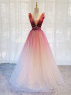 Burgundy V Neck Tulle Sequin Long Prom Dresses Burgundy Formal Dresses