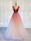 Burgundy V Neck Tulle Sequin Long Prom Dresses Burgundy Formal Dresses