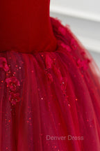 Burgundy Velvet Tulle Floor Length Prom Dresses, Lovely Evening Party Dresses