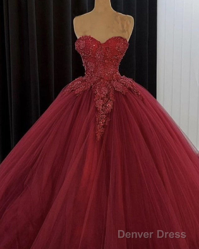Burgundy Wedding Dresses Sweetheart Ball Gown