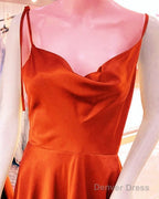 Burnt Orange Cowl Neck Satin Bridesmaid Dresses With Straps