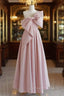 Buyishang Wedding Dresses A Line One Shoulder Sleeveless Floor Length Taffeta Bridal Gown With Bow(s)
