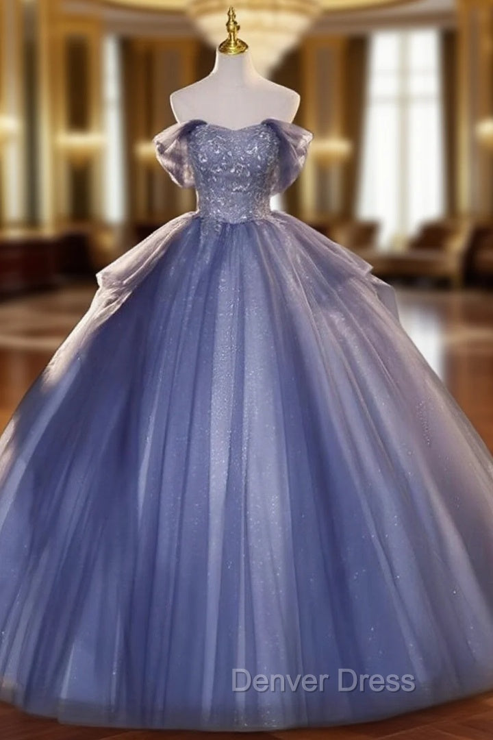 Buyishang Wedding Dresses Ball Gowns Off Shoulder Short Sleeve Floor Length Organza Bridal Gown With Beading Main image
