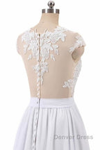 Cap Sleeve Appliques Chiffon A-line Wedding Dresses