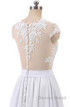 Cap Sleeve Appliques Chiffon A Line Wedding Dresses