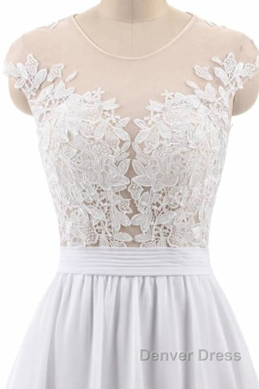 Cap Sleeve Appliques Chiffon A-line Wedding Dresses Secondary image