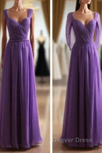 Cap Sleeves Backless Chiffon Prom Dress Bridesmaid Dresses