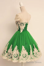 Cap Sleeves Square Knee Length Green Homecoming Dresses With Lace