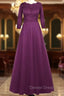 Casual Scoop Neck Half Sleeve Lace Tulle A Line Mother of the Groom Dresses