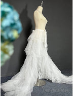 Casual Wedding Dresses A Line Separates Separates Court Train Tulle Overskirts Bridal Gown With Solid Color