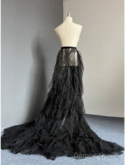 Casual Wedding Dresses A-Line Separates Separates Court Train Tulle Overskirts Bridal Gowns With Solid Color