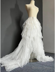 Casual Wedding Dresses A-Line Separates Separates Court Train Tulle Overskirts Bridal Gowns With Solid Color