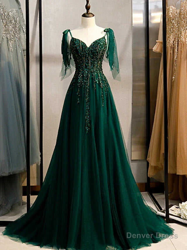 A-Line Party Dress Elegant Engagement Formal Evening Birthday Dress Spaghetti Strap Sleeveless Sweep Main image