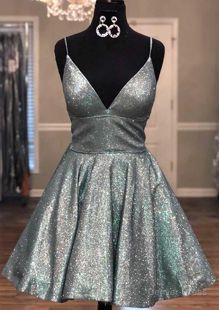 Spaghetti Straps V Neck Mini Homecoming Dress Main image