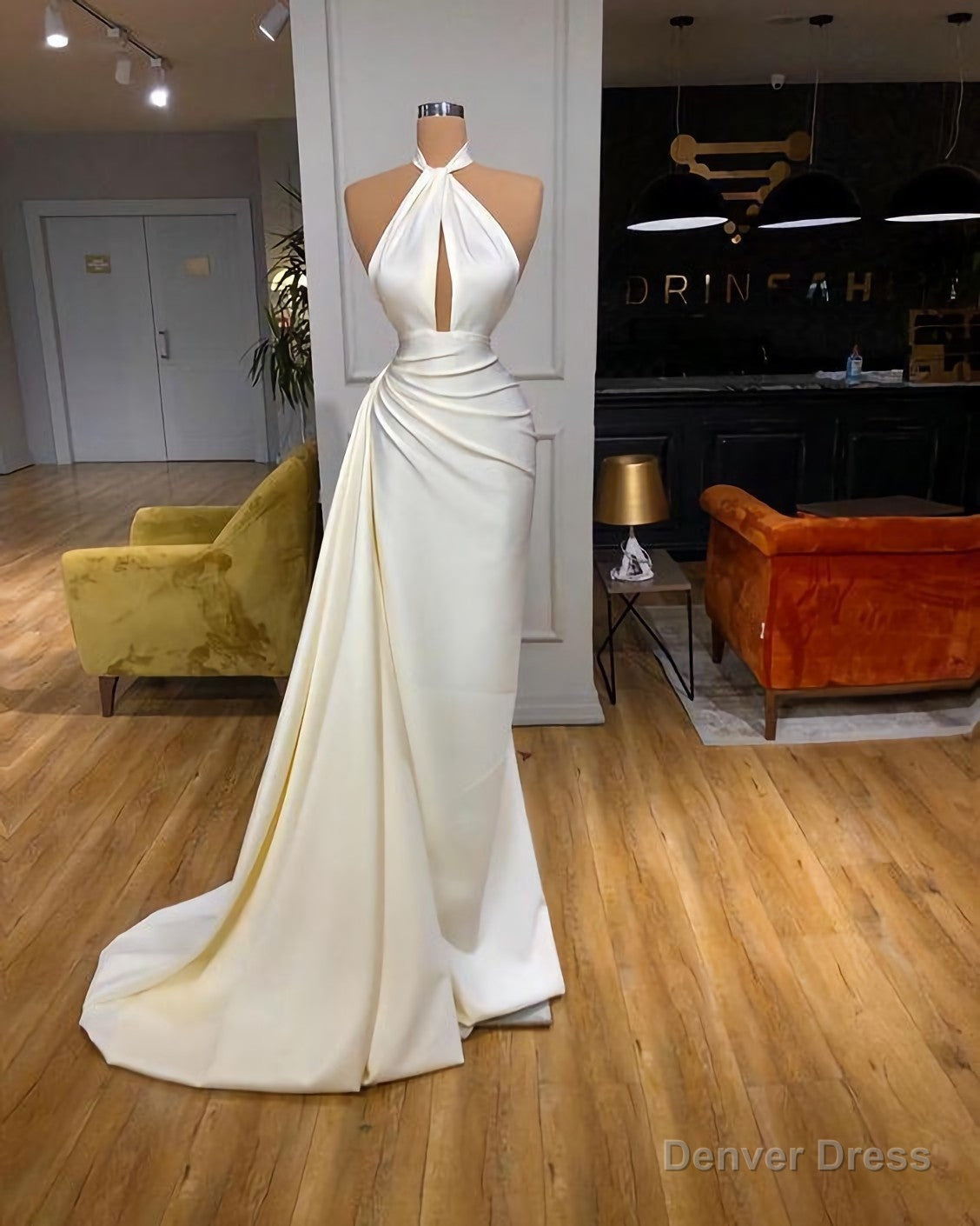 White Long Prom Dress, Sleeveless Evening Dress Main image
