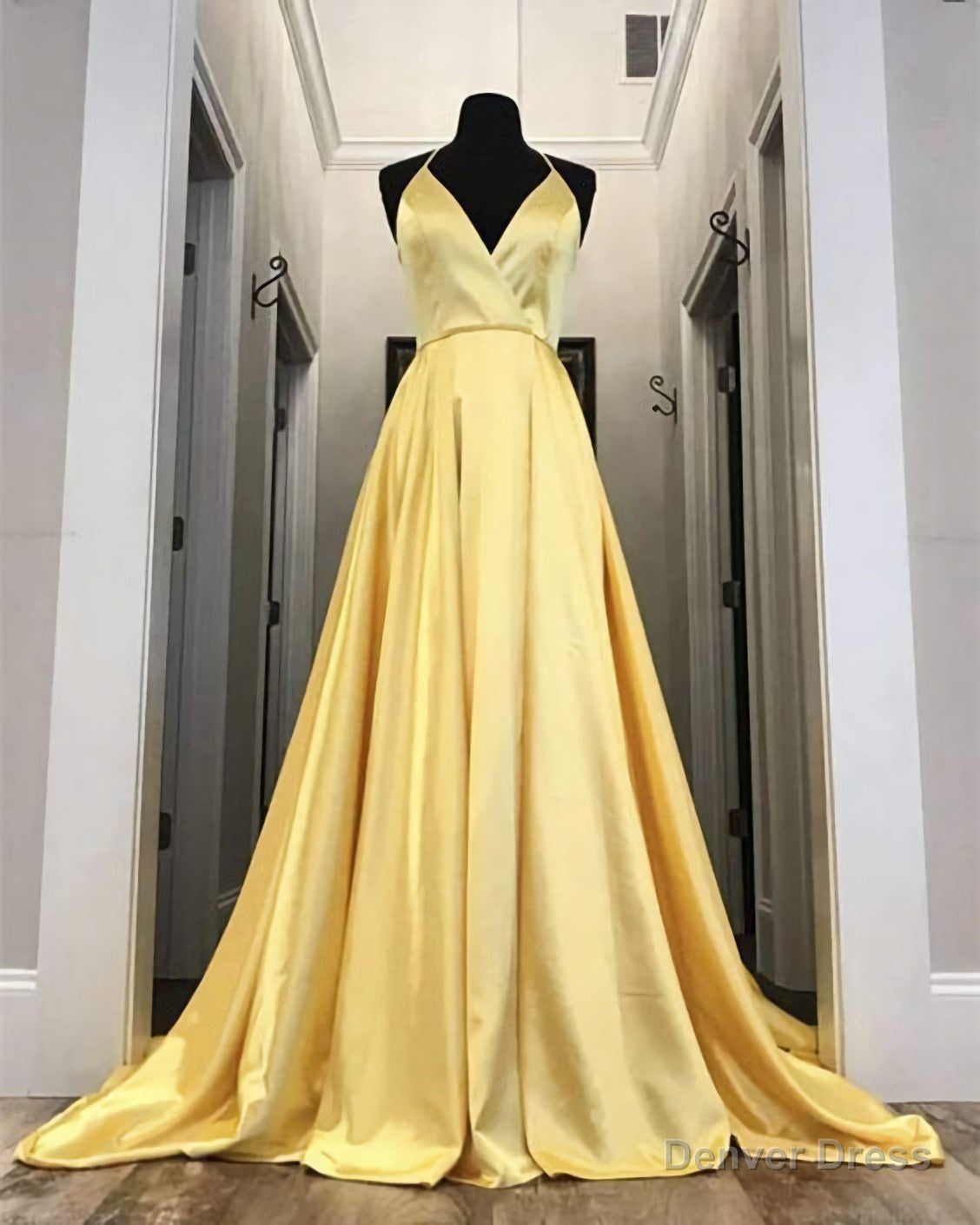 Long Yellow Prom Dresses, Leg Split Evening Gowns Secondary image