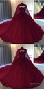 Burgundy Ball Gown Wedding Dresstulle Prom Dresses
