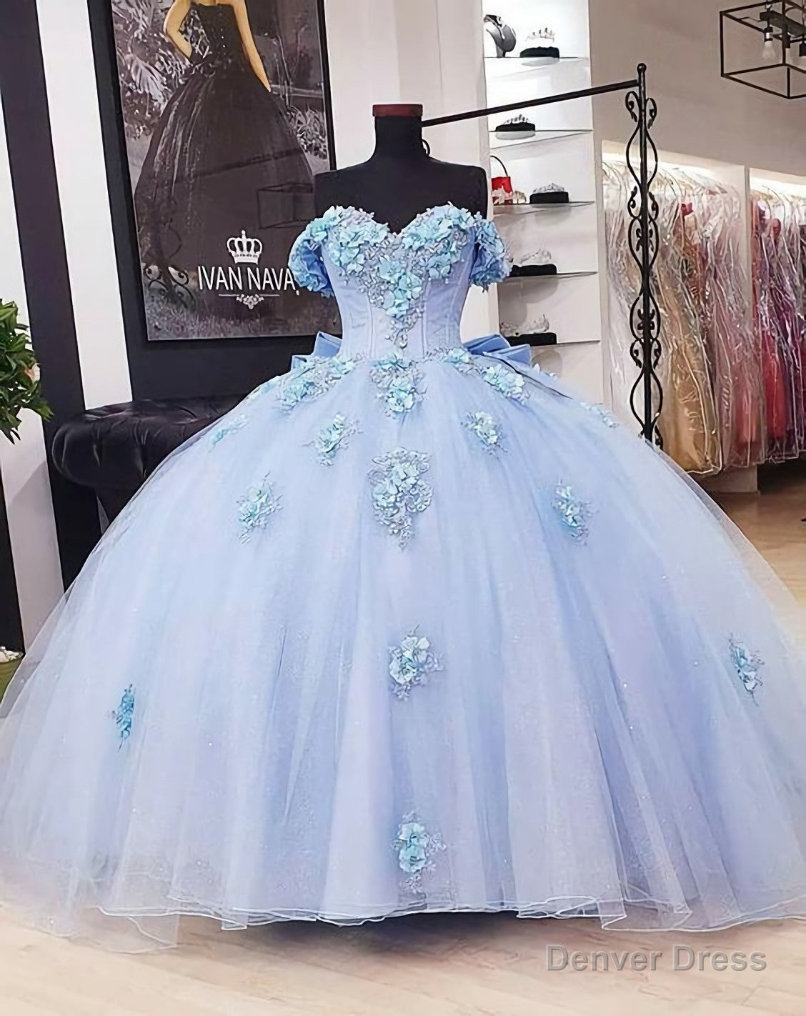 Sky Blue Tulle Wedding Dress, Prom Dress Main image