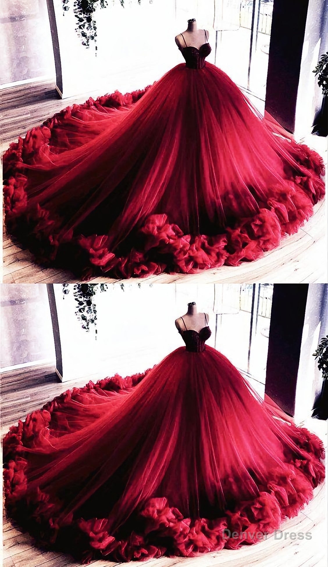 Ball Gowns Ruffles Wedding Prom Dresses, Sweetheart Straps