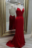 Mermaid Red Long Prom Dress, Formal Dresses, With Open Back Prom Dresses