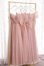 Blush Pink Tulle Long Bridesmaid Dress, Prom Dress