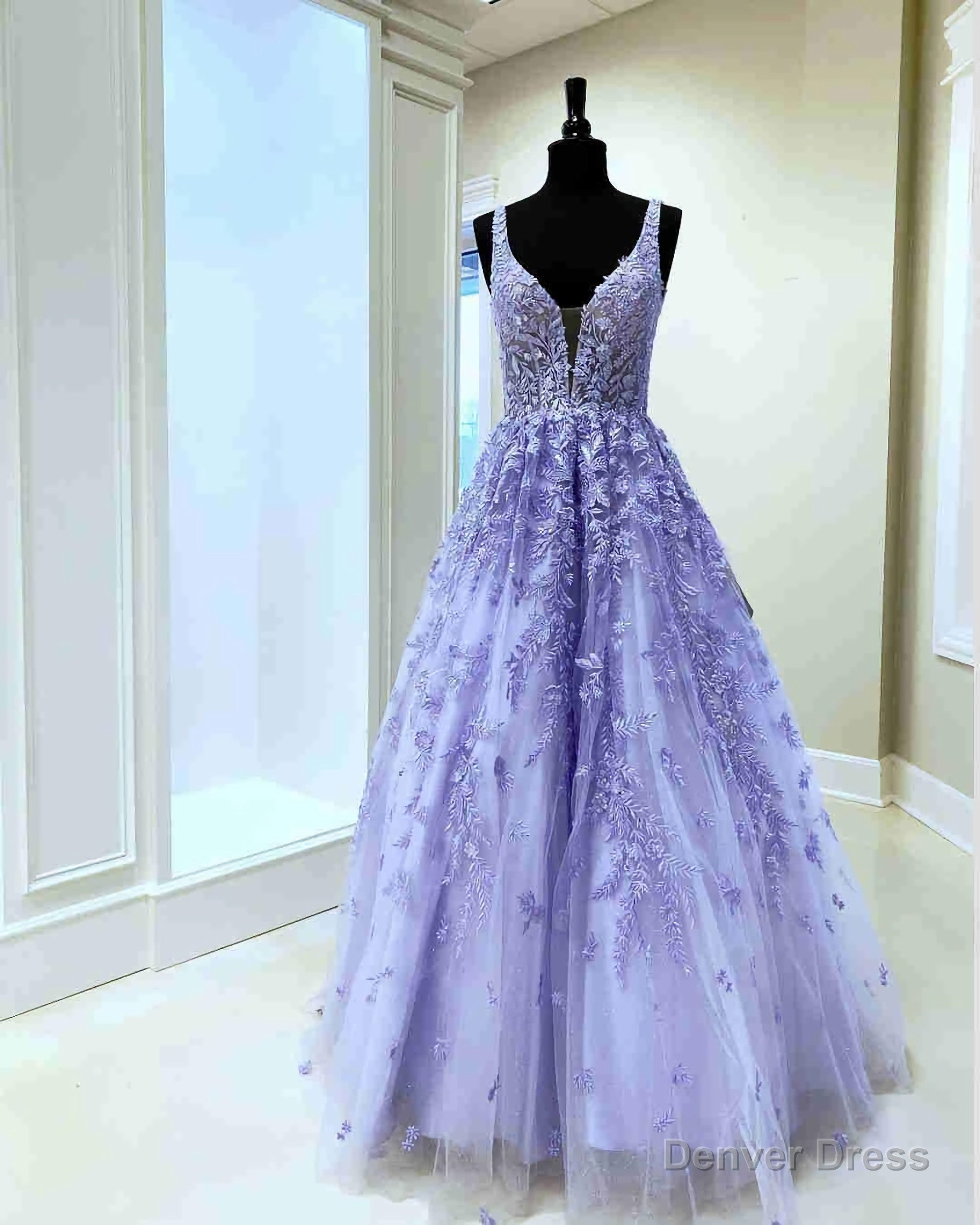 Gorgeous V Neck Embroidery Lavender Long Prom Dresses Denver Dress Gorgeous V Neck Embroidery Lavender Long Prom Dresses Denver Dress