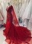 Charming A Line Unique Red Vintage Prom Dresses