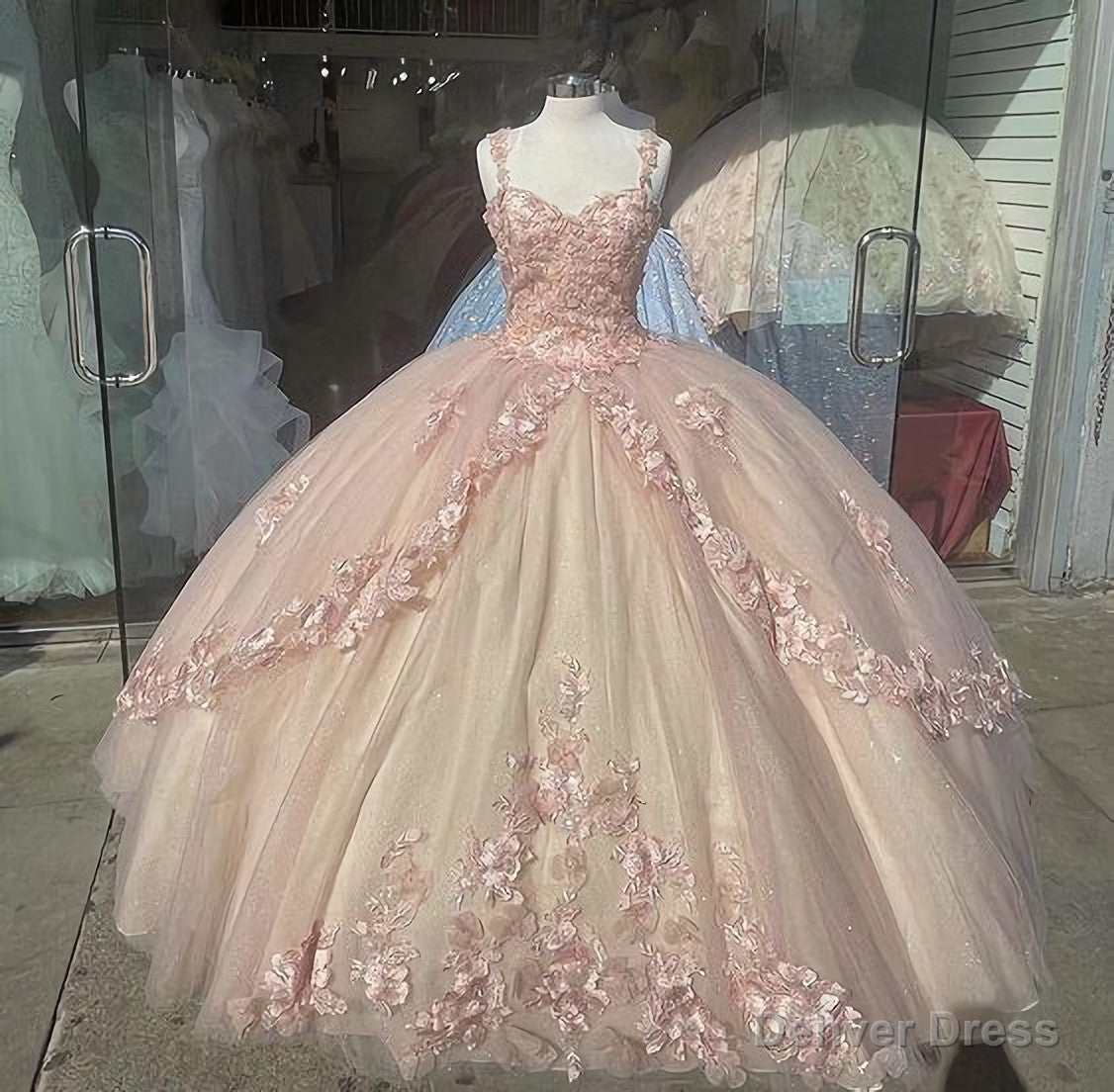 Baby Pink Quinceanera Dress, Elegant Prom Dresses, Long Evening Dress