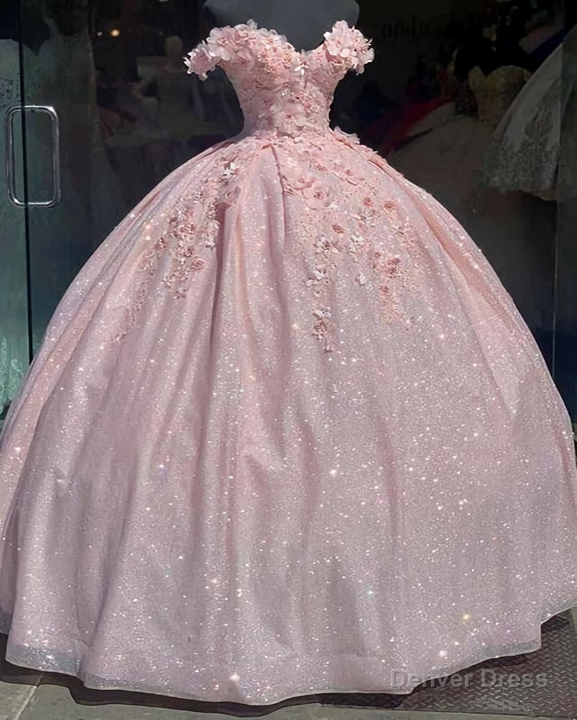 Pink Glitter Sweetheart Prom Dress, Ball Gown Main image