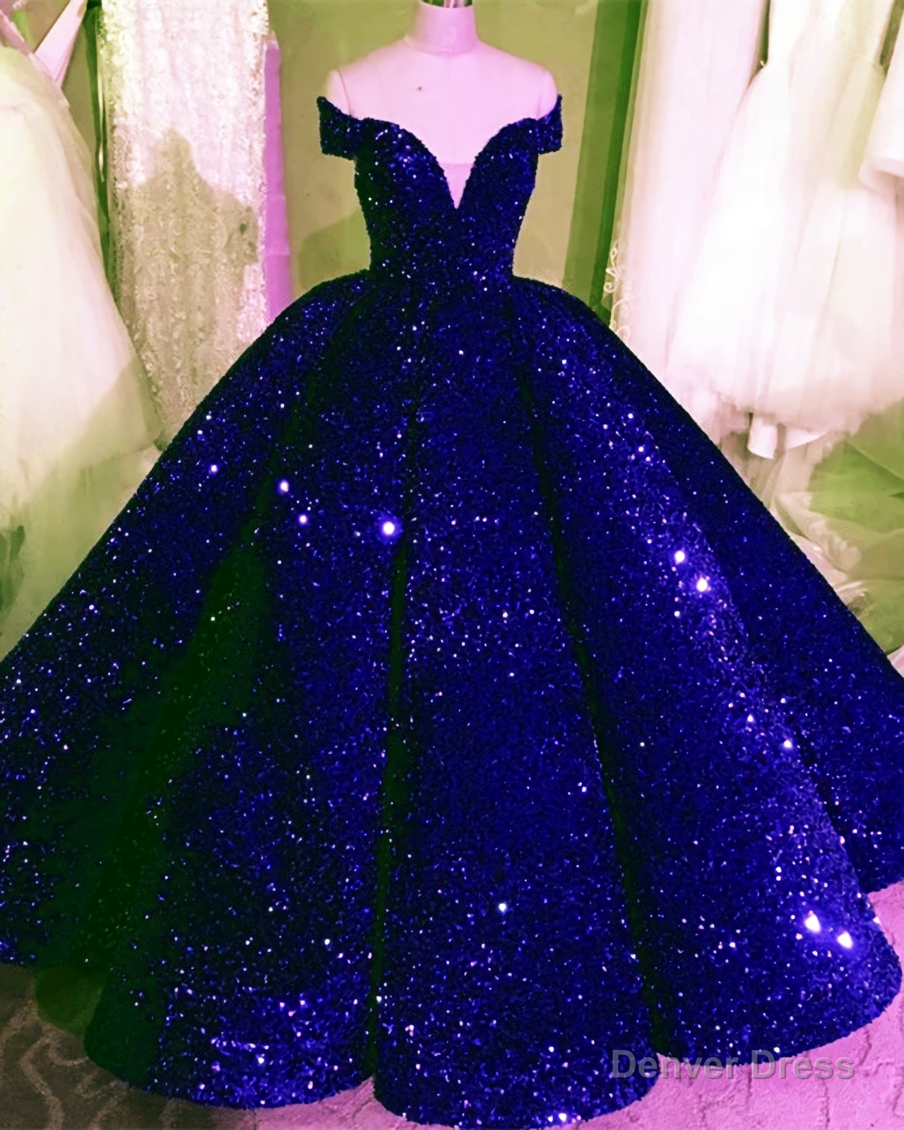 Sequin Ball Gown Dresses, Off The Shoulder Prom Dress Main image