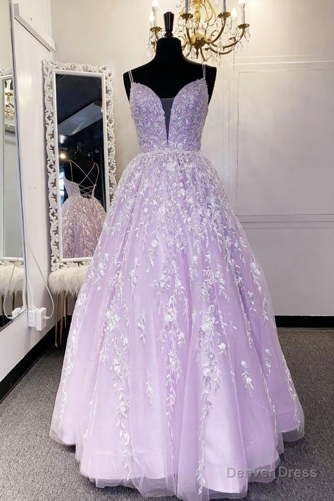 A Line Lilac A Line Long Formal Dress, Prom Dress Main image