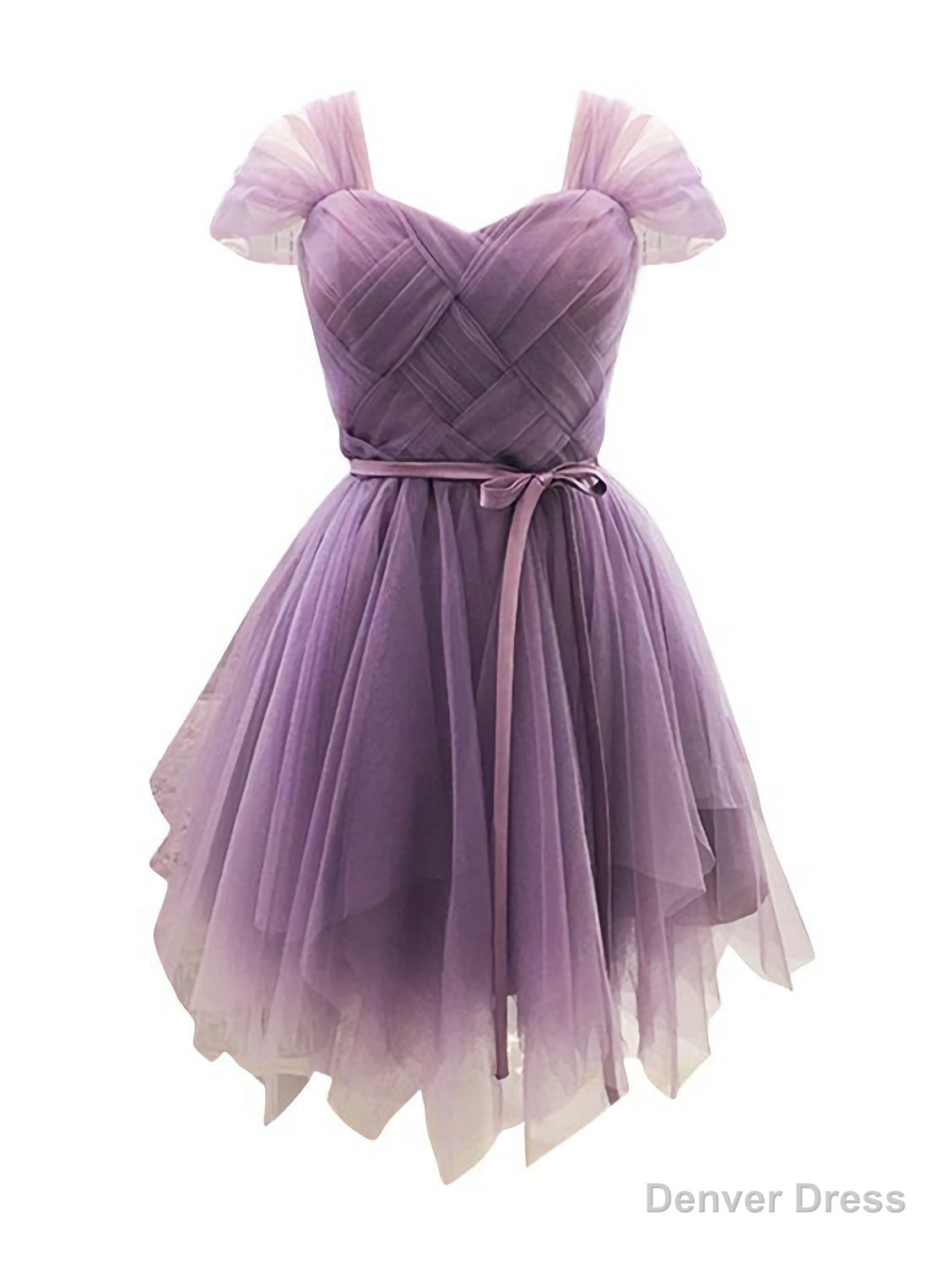 Purple Sweetheart Stretch Back Tulle Homecoming Dresses Main image