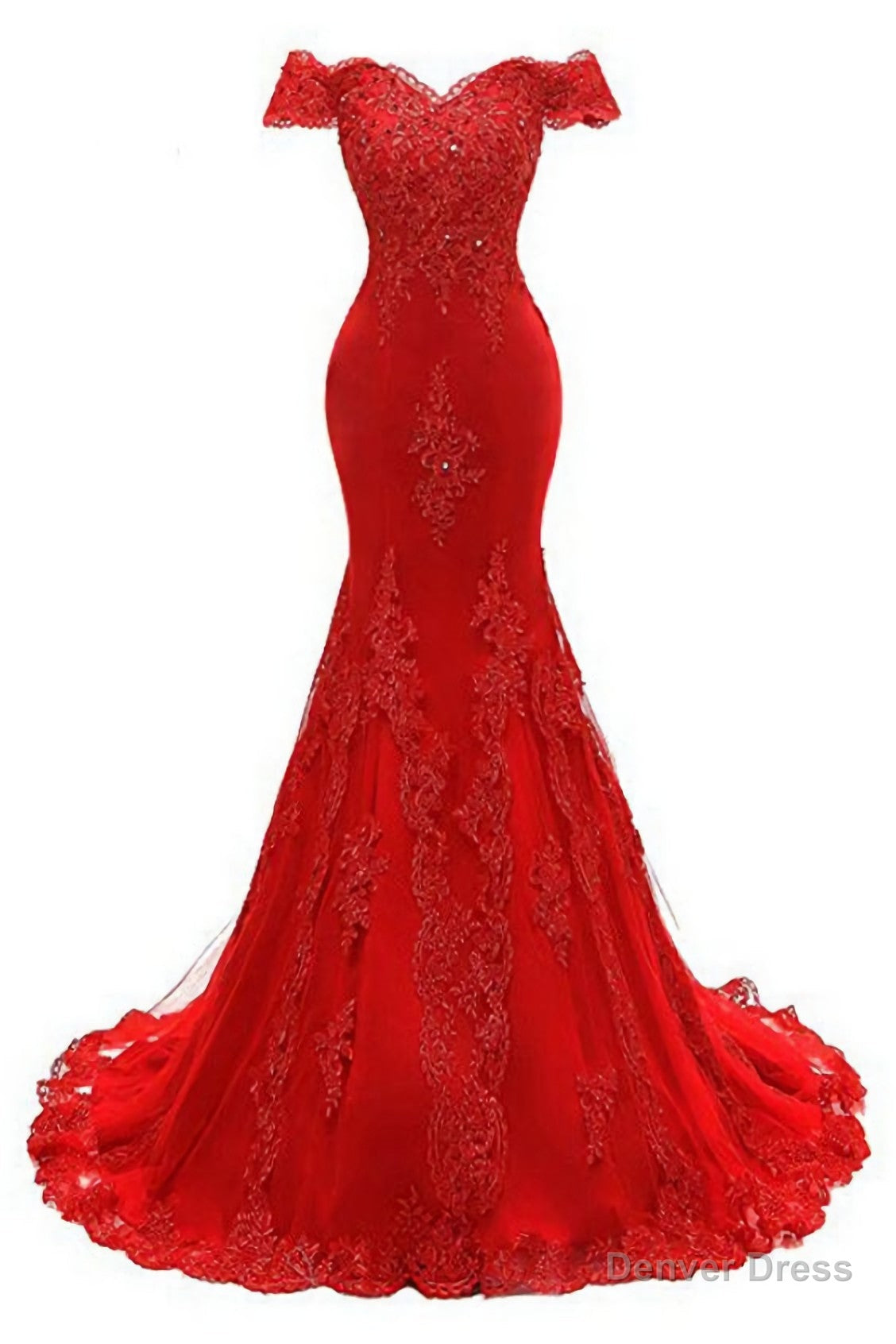 Off The Shoulder Embroidered Floral And Beads In Lace Mermaid Evening Gown Prom Dress Main image