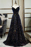 Sparkly A Line Spaghetti Straps Lace Up Back Long Prom Dress