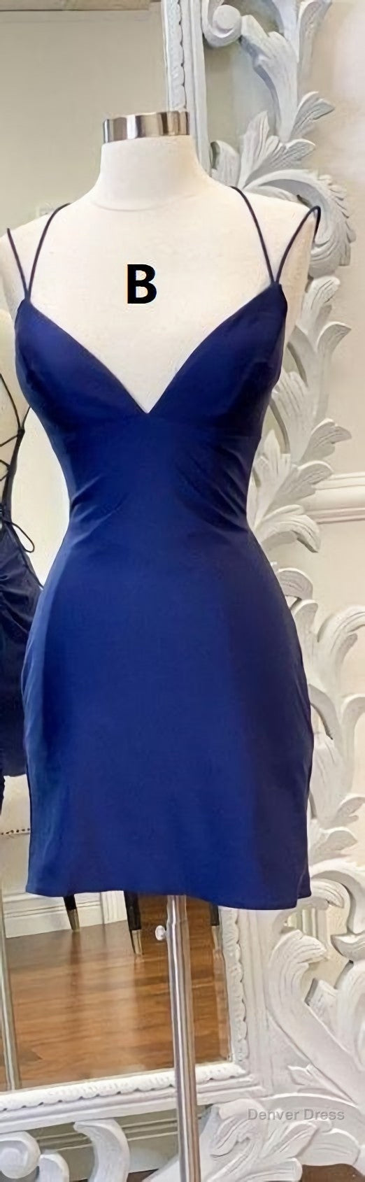 Sexy Straps Sheath Short Homecoming Dresses, Lace Backless Main image
