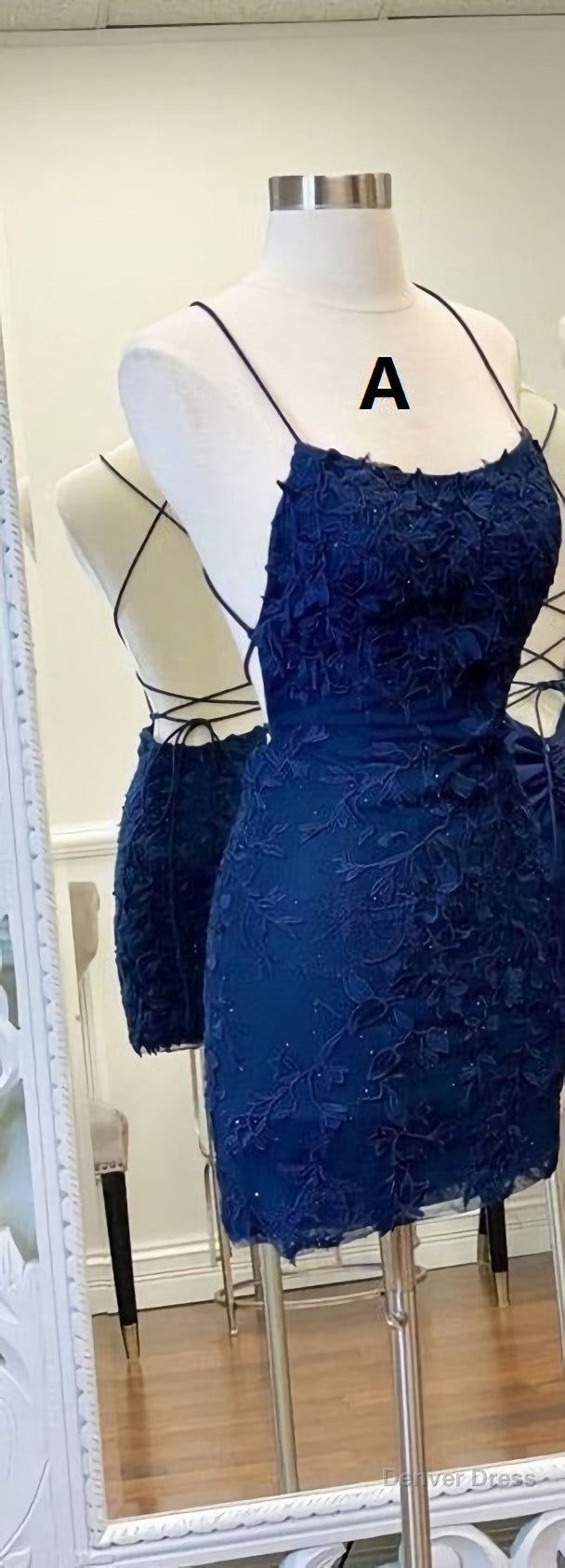 Sexy Straps Sheath Short Homecoming Dresses, Lace Backless Secondary image