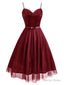 Spaghetti Lace Bow Swing Dress, Tulle Homecoming Dresses