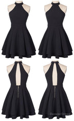O Neck A Line Homecoming Dress, Sleeveless Chiffon Short Prom Dresses