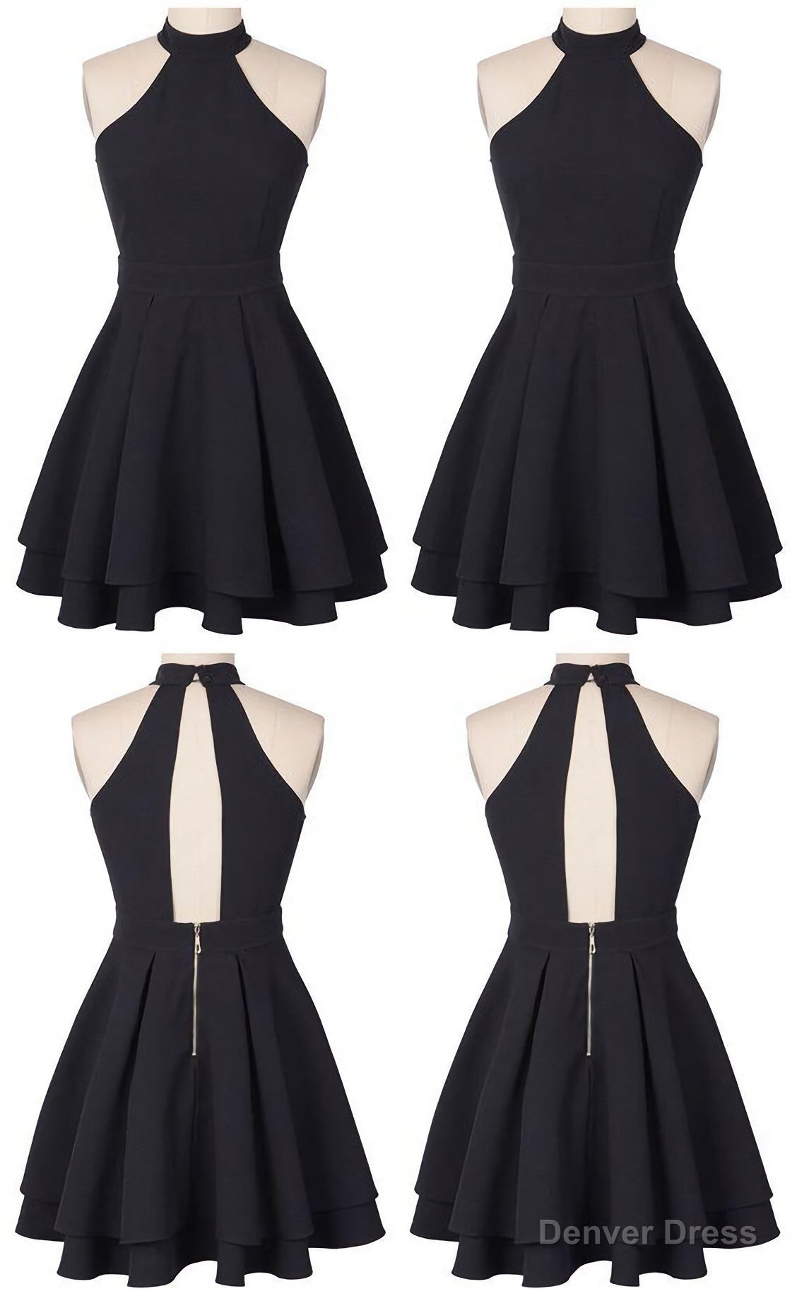 O Neck A Line Homecoming Dress, Sleeveless Chiffon Short Prom Dresses