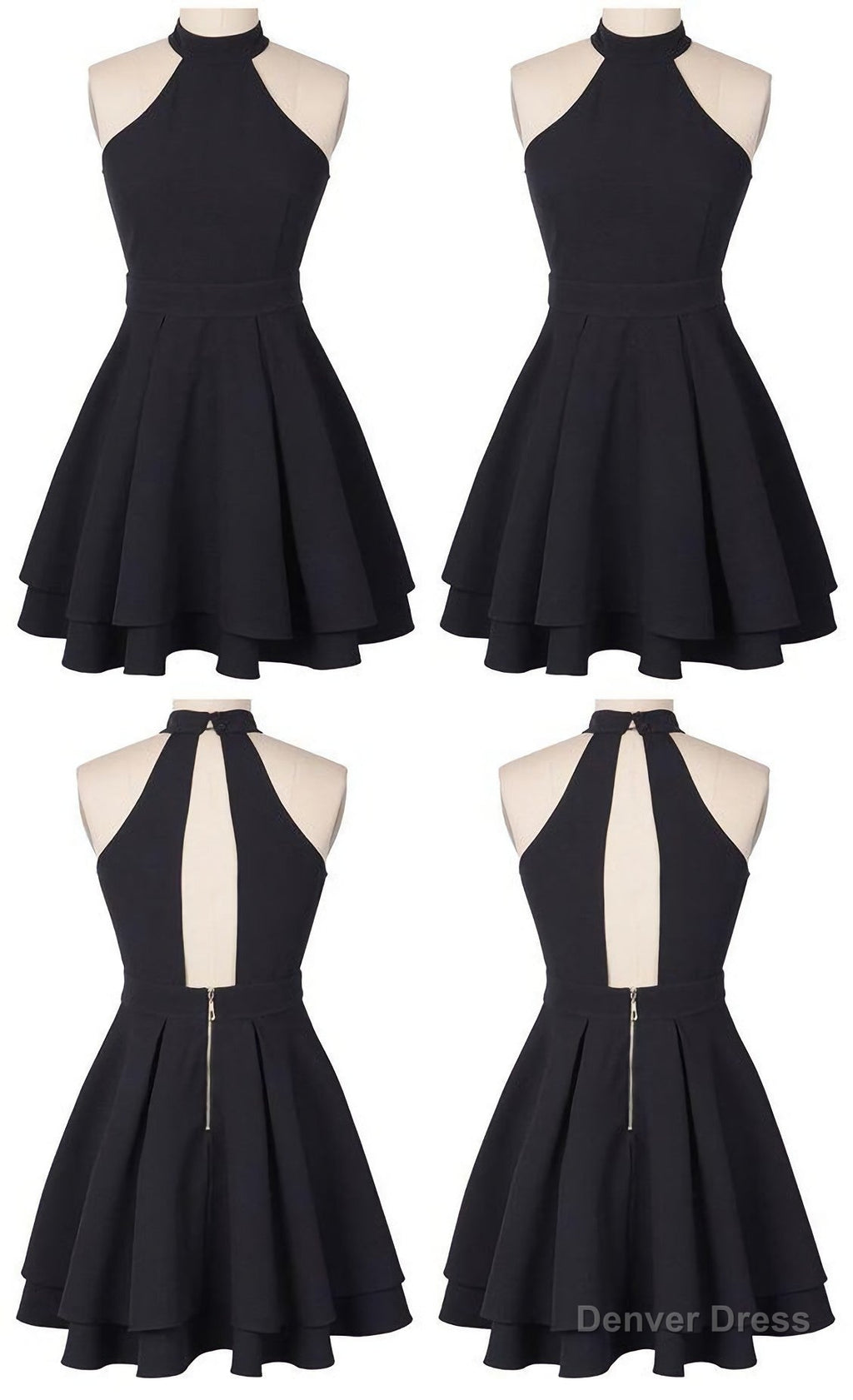 O Neck A Line Homecoming Dress, Sleeveless Chiffon Short Prom Dresses