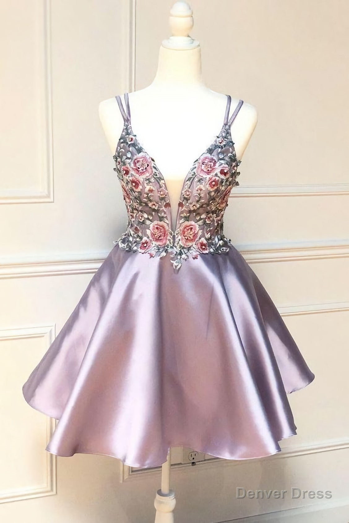 Shot Pink Homecoming Dress, With Floral Embroidery Homecoming Dresses 2026