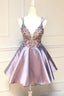 Shot Pink Homecoming Dress, With Floral Embroidery Homecoming Dresses 2026