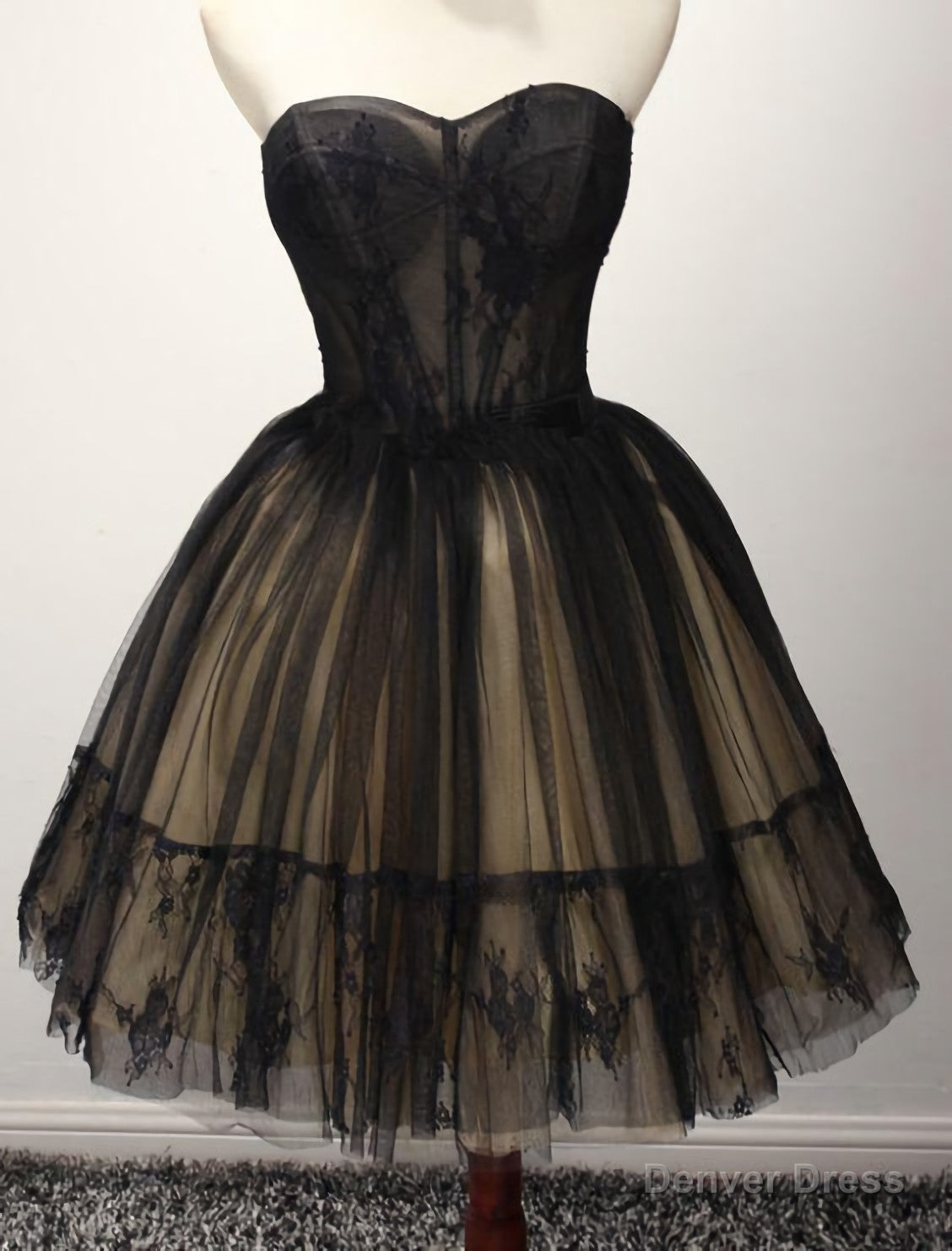 Cute Tulle Short Black Ball Gowns Sweetheart Dresses, Homecoming Gowns Main image