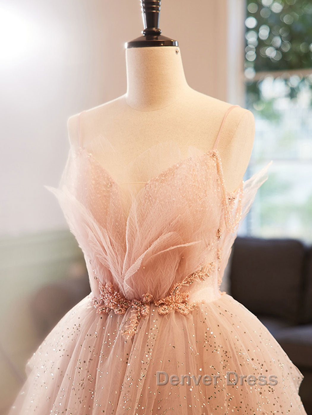 Champagne A Line Beading Sequin Long Prom Dress, Champagne Prom Dresses