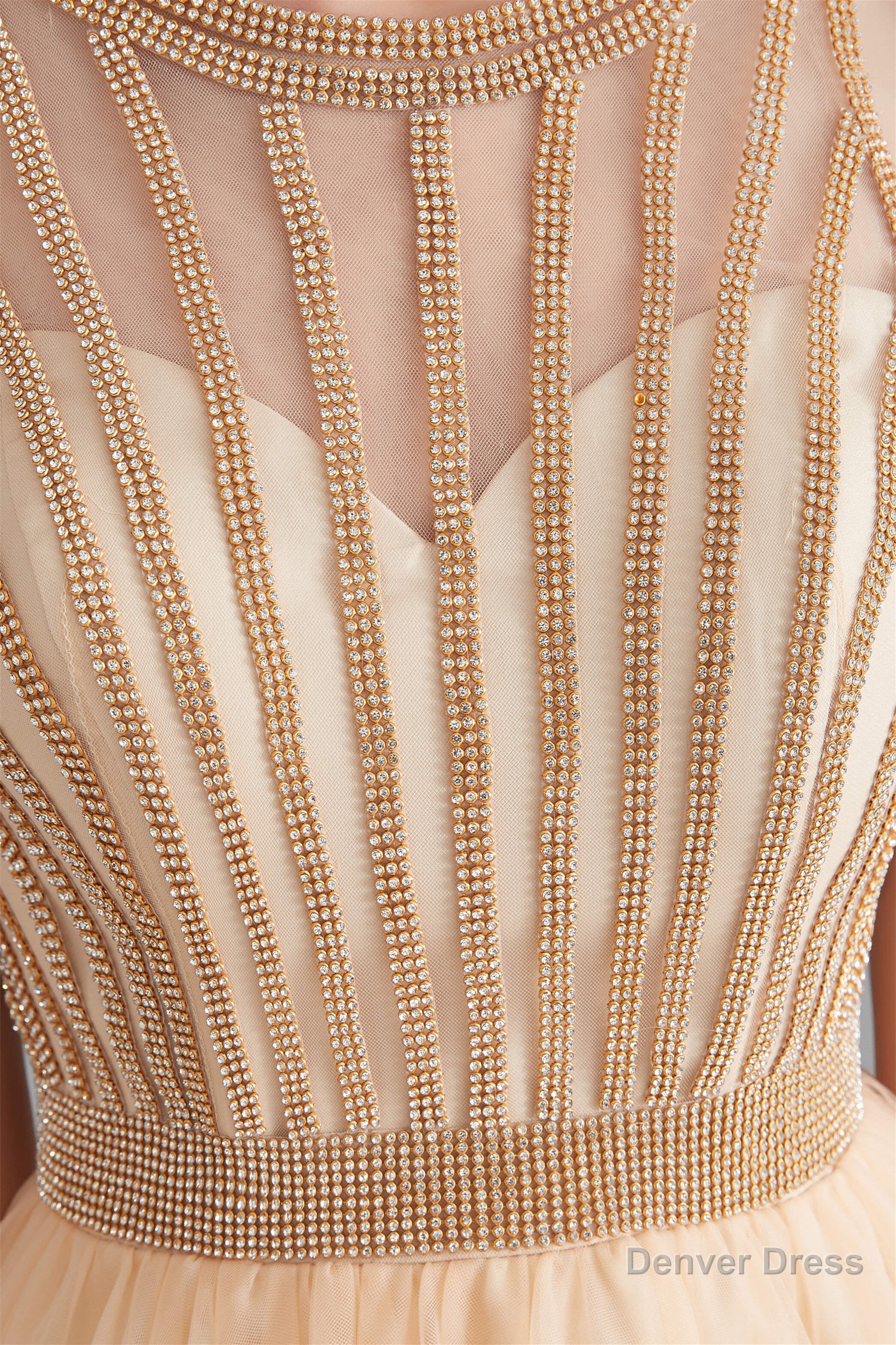 A Line Tulle Sleeveless Beading Homecoming Dresses