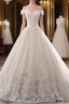 Champagne Ball Gowns Tulle Appliques Off The Shoulder Wedding Dresses