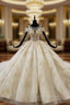 Champagne Ball Gown Tulle Sequins Beading Wedding Dresses