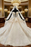 Champagne Ball Gowns Tulle Sequins Off the Shoulder Appliques Beading Wedding Dresses