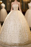 Champagne Ball Gowns Tulle Sequins Strapless Quinceanera Dresses