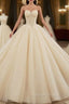 Champagne Ball Gown Tulle Sweetheart Pleats Wedding Dresses